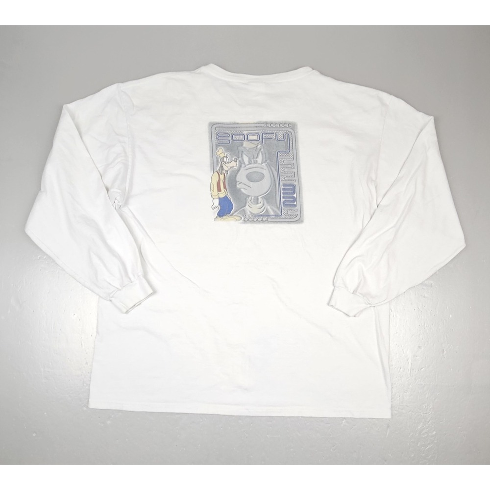 Vintage Disney Store T-Shirt Mens XL White Goofy Long Sleeve Double Sided